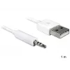 Laidas DeLOCK 83182 USB į stereo lizdą MP3/MP4 grotuvams, 1 m, baltas
