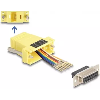 DeLOCK D-Sub 15 patelė į RJ45 patelę surinkimo rinkinys geltonas