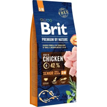 BRIT Premium by Nature Senior Small&Medium Chicken - sausas šunų ėdalas - 15 kg