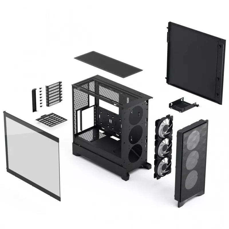Fractal Design Pop 2 Air Black Solid – vidutinis kompiuterio korpusas (ATX, 3x 120 mm priekiniai ventiliatoriai)