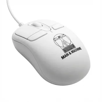 ManMachine Mighty Mouse 5 – laidinis ambidekstrinis pelės kompiuteriui, USB Type-A, 5 mygtukai, balta