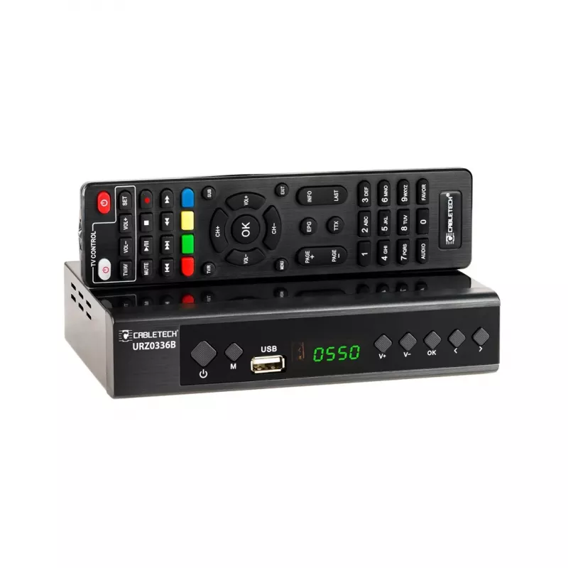 Skaitmeninis TV imtuvas Cabletech URZ0336C DVB-T/T2 H.265 antžeminis tuneris, 470–862 MHz, 1 tuneris, HDMI, USB, SCART