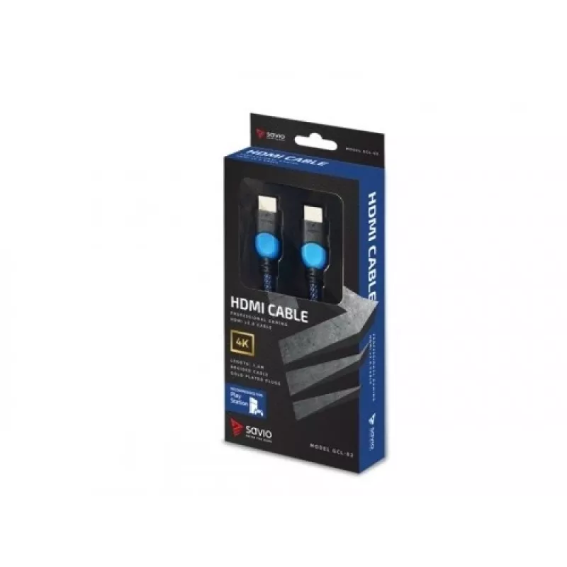 Savio GCL-02 HDMI kabelis 1,8 m HDMI A tipo (standartinis) Juoda, Mėlyna