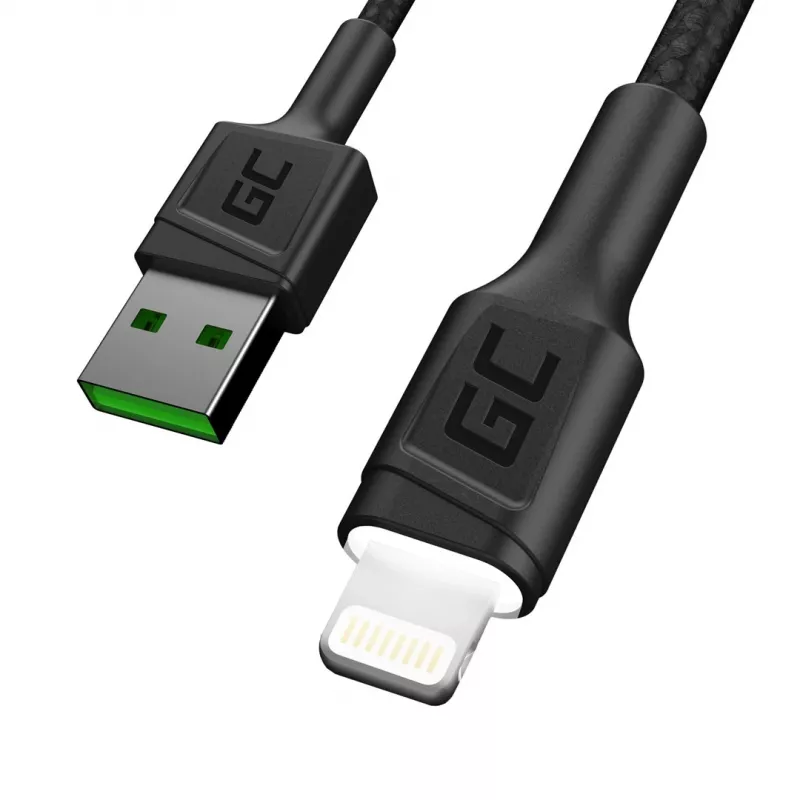 Laidas Lightning – USB-A Green Cell KABGC12, 2 m, juodas