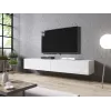 TV stovas Cama Meble SLIDE 200 – 2000×400×300 mm, baltas blizgus MDF viršus, baltas rėmas