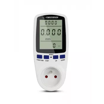 Energijos suvartojimo matuoklis ESPERANZA ELA103 su LCD ekranu – 16 A, 3680 W, 230 V, 50–60 Hz