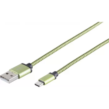 USB laidas S/CONN 14-50119 USB 2.0 0.9 m USB A USB C žalias