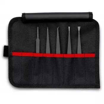 ESD pincetas Knipex 92 00 05 juodas – plokščias, smailus, lenktas, tiesus