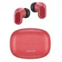 Belaidės ausinės TWS USAMS BH serija BHUBH03, Bluetooth 5.1, raudonos – į ausį, su įkrovimo dėklu