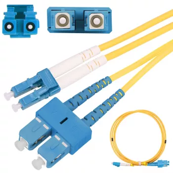 Patchcordas Extralink SC/UPC – LC/UPC, vienmodis G.652D, dupleksas PVC, 3 mm, 1 m