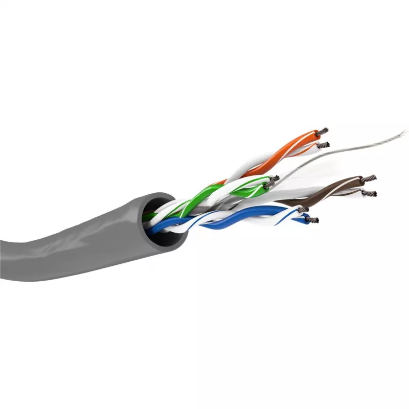 Wentronic Goobay CAT 6 tinklo kabelis, U/UTP, pilkas, 100 m - CCA, AWG 24/7 (vytas), PVC (93884)