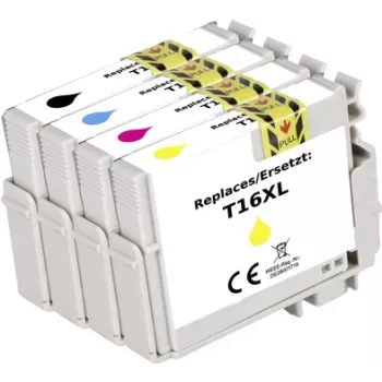 Renkforce rašalo rinkinys, suderinamas su Epson 16XL (C13T163640), juoda, žydra, rausvai violetinė, geltona RF-I-E-16XLBKCMY4PK RF-5718868
