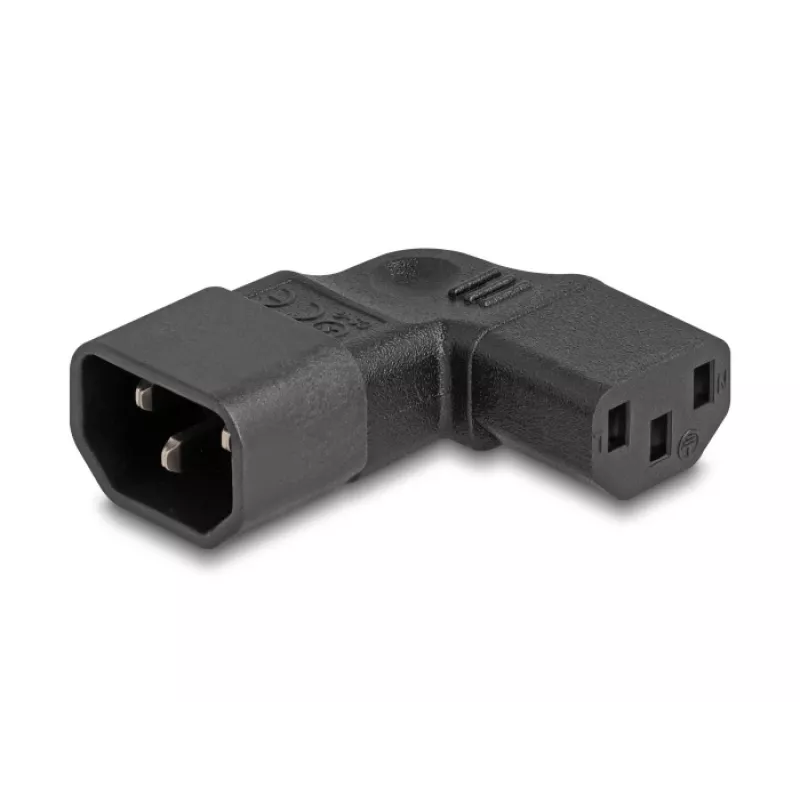 DeLOCK maitinimo adapteris IEC 60320 C14 į C13 90° kairėn dešinėn 10 A juodas