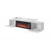 Spintelė televizoriui Cama Meble ROVA su elektriniu židiniu 190x37x48 cm balta/blizganti balta