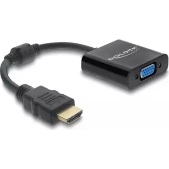 DELOCK HDMI (vyriškas) į VGA (moterišką) adapterio laidas, juodas