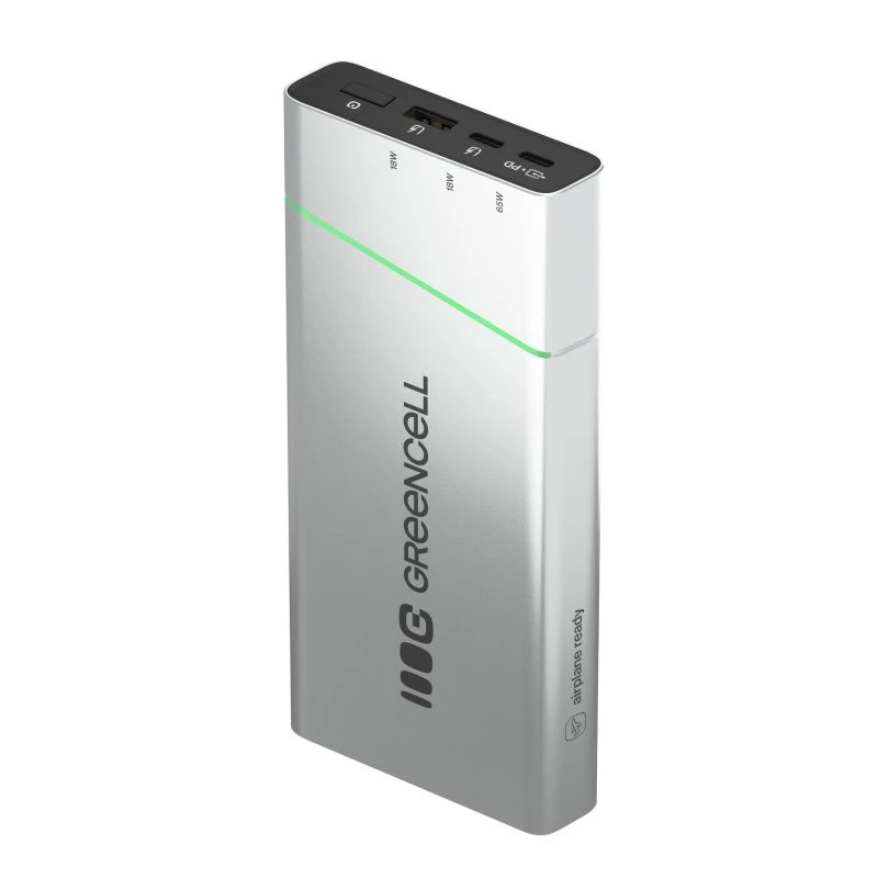 Nešiojama baterija Green Cell BPLGC20P 20800 mAh Li‑Jonų, USB‑C PD 65W, 2x USB‑C + 1x USB‑A, aliumininis korpusas