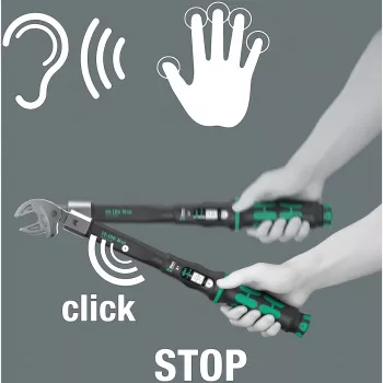 Wera Click-Torque X 7 sukimo veržliaraktis su juodai-žalia rankena, kvadratinis 14x18 mm