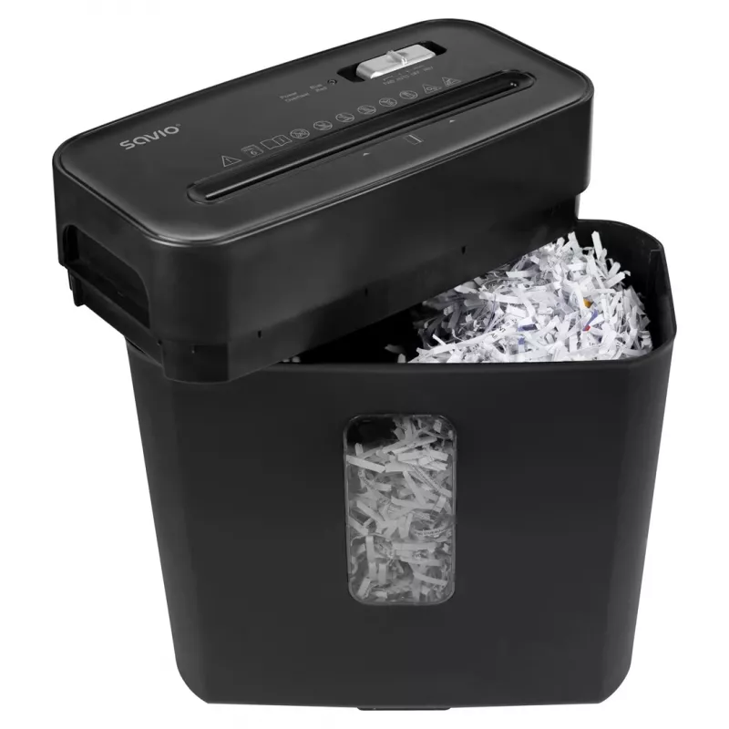 Popieriaus smulkintuvas SAVIO ND-01, kryžminis pjovimas 4 x 32 mm, 11 L krepšelis, 230 W, juodas, 72 dB