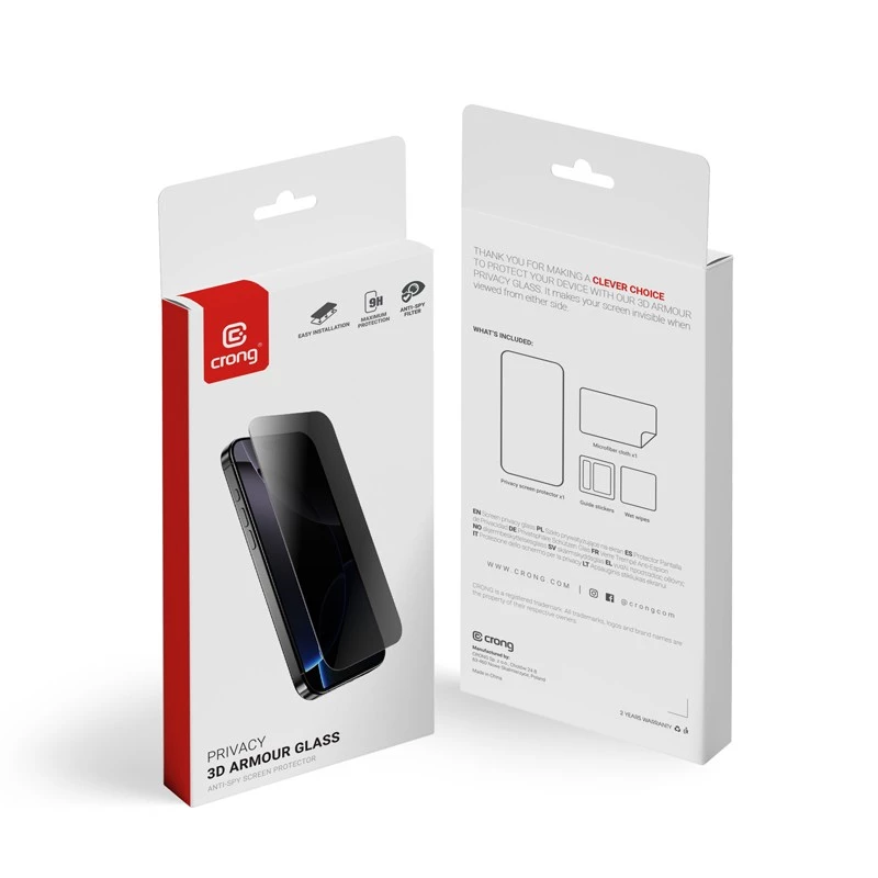 Grūdintas privatumo stiklas Crong, skirtas iPhone 16 Pro Max – anti-glare, atsparus įbrėžimams
