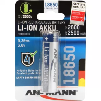 ANSMANN Baterija 18650 Li-Ion 2600 mAh 9,36 Wh Sidabrinė (1307-0000)