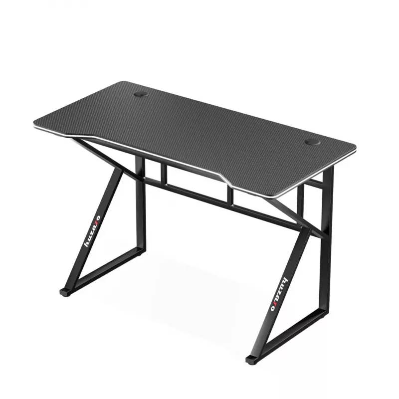 Žaidimų stalas huzaro Hero 1.6 juodas – MDF/anglies stalviršis 1200×600×750 mm, metalinis rėmas