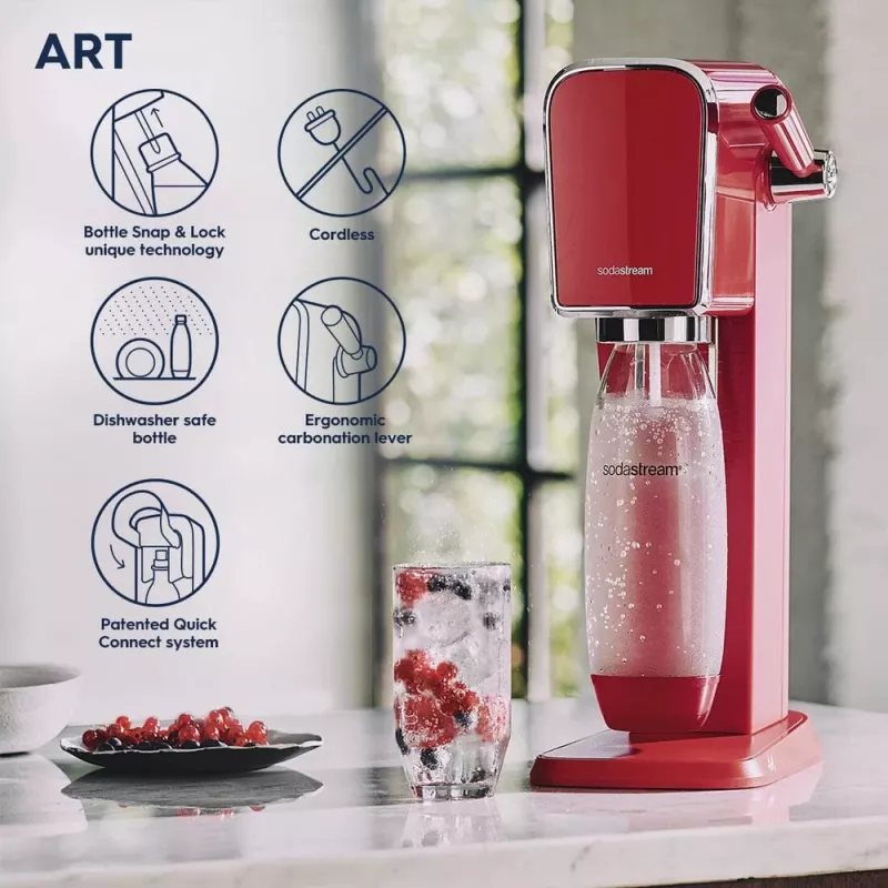 Soda Maker SodaStream Art Mandarin Red 1L butelis gazuotam vandeniui