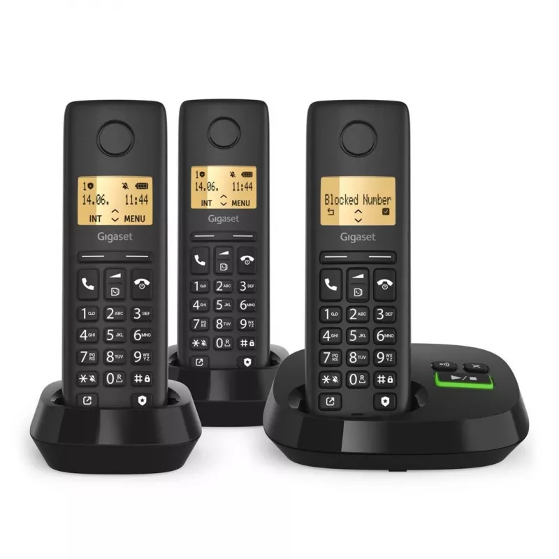 Belaidis telefonas Gigaset PURE 100 AM Trio – DECT, ilgas baterijos veikimo laikas, trijų rageliai