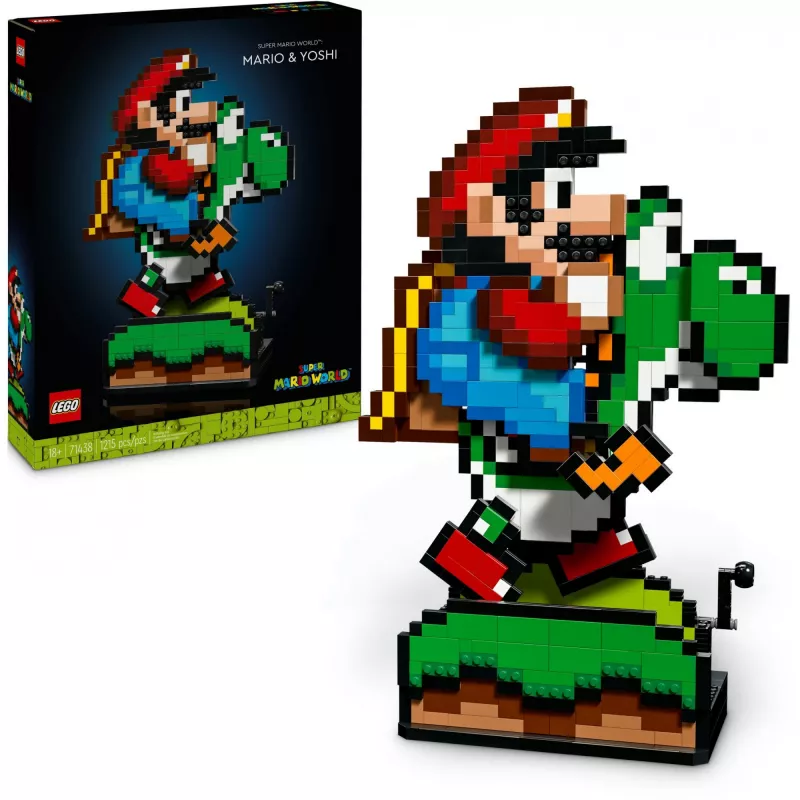 Konstruktorius LEGO Super Mario World Mario & Yoshi rinkinys 71438 – interaktyvios figūrėlės ir statomi žaidimo elementai