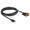 DeLOCK HDMI į DVI kabelis 2,0 m, triguba izoliacija, juodas, su varžteliais (85654)