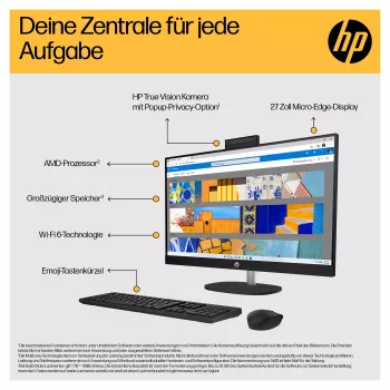 HP 27-cr0471ng All-in-One kompiuteris – Ryzen 7 7730U, 16 GB RAM, 512 GB SSD, Full HD