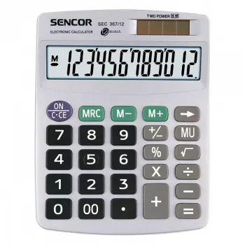 Skaičiuotuvas SENCOR 367/12 stalinis, 12 skaitmenų, LCD ekranas