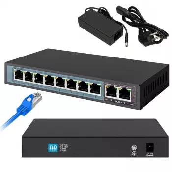 Extralink PoE Switch CERES 8x 100Mb/s PoE/PoE+, 2x RJ45 Uplink 100Mb/s, 96W