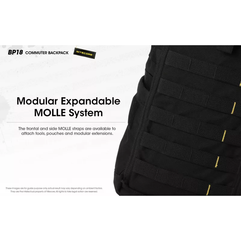 Kelioninė kuprinė Nitecore BP18 – juoda nailonas/poliesteris, 240×160×470 mm