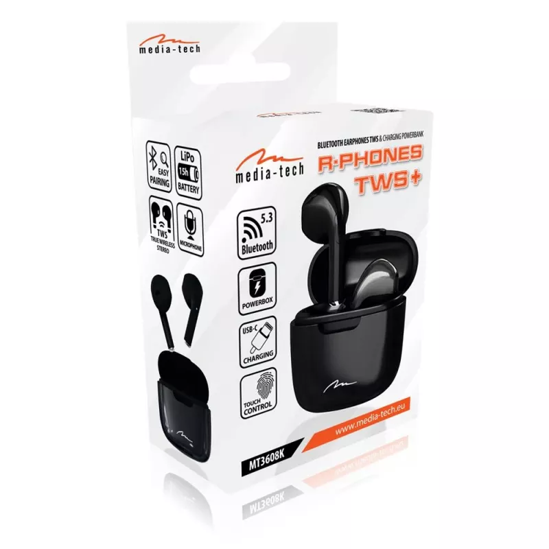 Belaidės ausinės Media-Tech MT3608K R-Phones TWS+ juodos