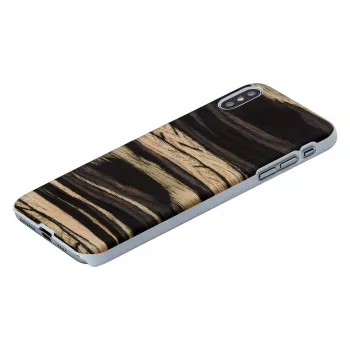 Dėklas iPhone XS Max iš medžio ir polikarbonato – White Ebony apdaila