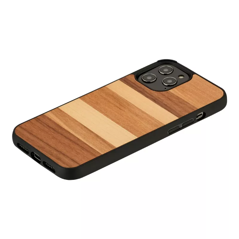 Dėklas iš medžio ir polikarbonato „man and wood“ iPhone 12 Pro Max, juodas smėlis