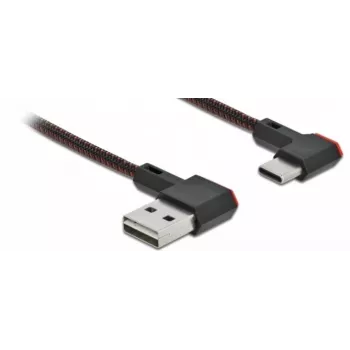 USB laidas DeLOCK EASY-USB 2.0 Type-A kištukas į Type-C kištuką kampuotas 0,2 m juodas