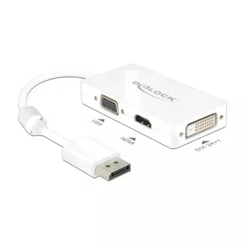 DELOCK Adapteris Laidas DisplayPort Kištukas > 1 x VGA + 1 x HDMI + 1 x DVI 24+1 Baltas