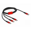 USB įkrovimo laidas DeLOCK 3 in 1 USB Type-C į 3 x USB Type-C 1 m juodas/raudonas