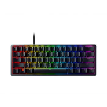 Razer Huntsman Mini 60% žaidimų klaviatūra, optomechaniniai violetiniai jungikliai, RGB LED apšvietimas, NORD išdėstymas, laidinė