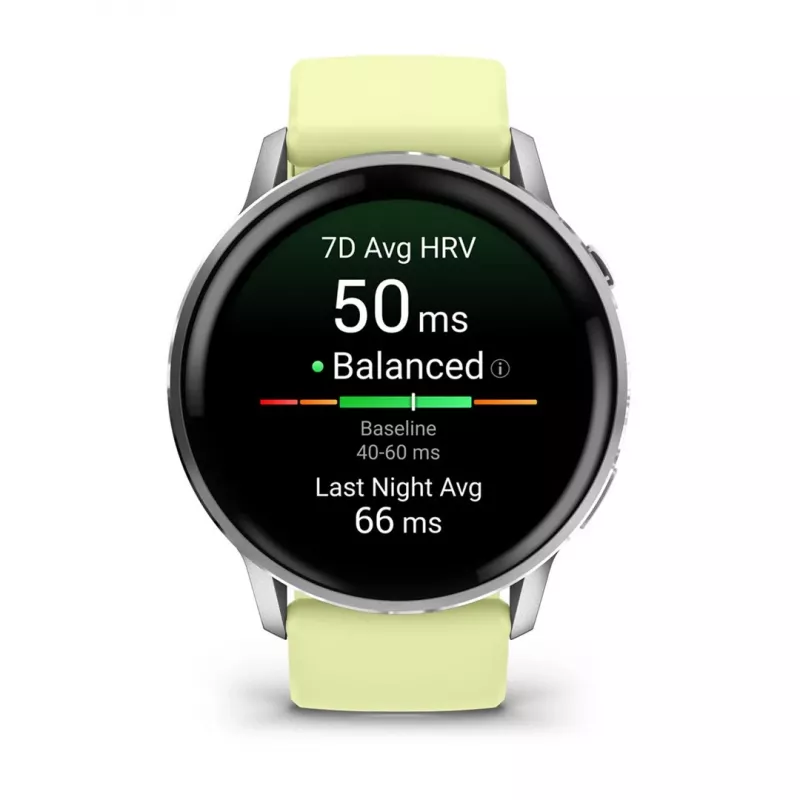 Garmin Venu 010-03014-02 išmanusis laikrodis / sportinis laikrodis 3,56 cm (1,4 inch) AMOLED 45 mm Skaitmeninis 454 x 454 pikseliai Liečiamas ekranas Sidabrinis Wi-Fi GPS (palydovas)