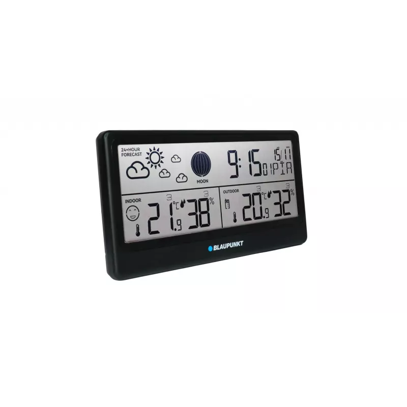 Oro stotelė BLAUPUNKT WS20BK – vidaus ir lauko temperatūros bei drėgmės rodymas, juoda, 1 jutiklis, LCD, maitinama baterijomis