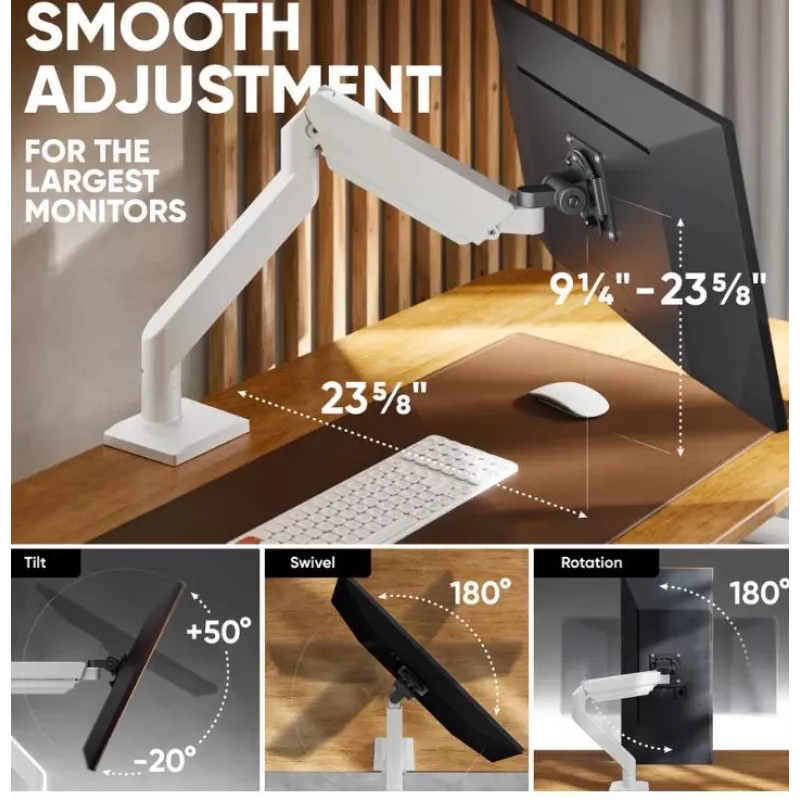 Monitorio laikiklis ONKRON G110-BG 1 ekranui 15 kg, iki 106,7 cm (42 col.), VESA 75x75–100x100, spaustuvas/varžtas, juodas/pilka