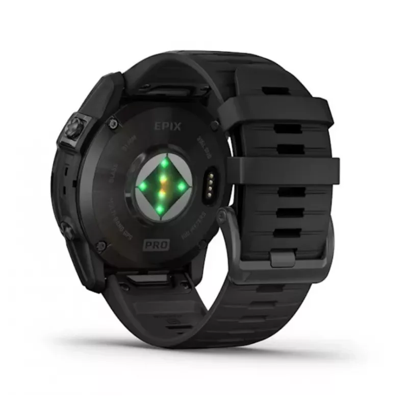 Išmanusis laikrodis GARMIN epix Pro (Gen 2) – 1,4 colio AMOLED 454×454, 32 GB, GPS, Wi‑Fi, Bluetooth, 51 mm korpusas, 98 g, juodas silikonas
