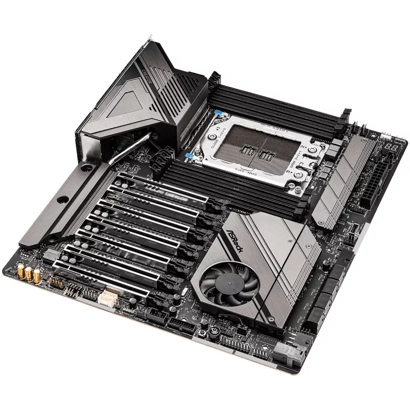 Motininė plokštė ASRock WRX80 CREATOR R2.0 – AMD WRX80, lizdas sWRX8, E-ATX, 8× DIMM DDR4, 2 TB max, Wi‑Fi 6E, 10Gb LAN, 7.1 garso