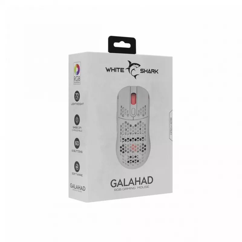 Pelė White Shark GALAHAD balta USB Type-A