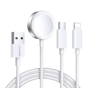 Magnetinis kroviklis Joyroom S-IW008 Lightning USB-C 5V 1,2 m balta viela
