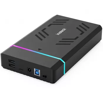 Inateck FE3003 RGB juodas HDD/SSD diskų korpusas 2.5/3.5" SATA diskams, USB 3.0