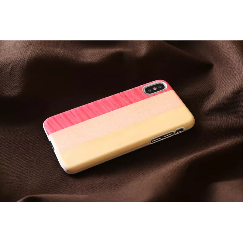 Dėklas iš medžio man and wood iPhone X/XS — pink pie white