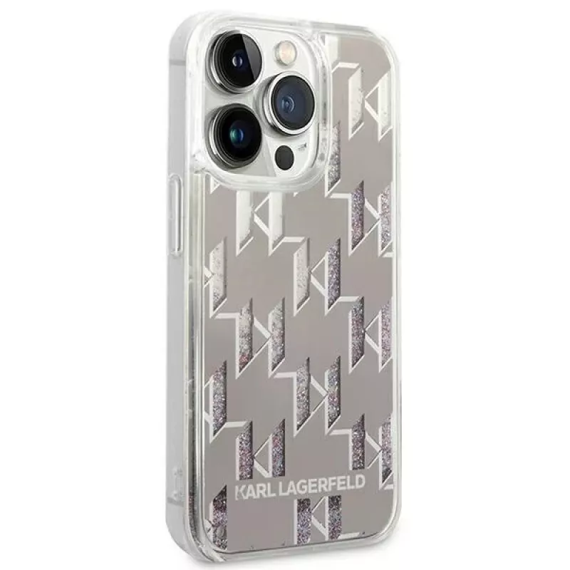 Karl Lagerfeld KLHCP14XLMNMS iPhone 14 Pro Max 6,7″ kietas dėklas sidabrinis / sidabrinis Liquid Glitter Monogram